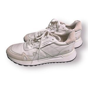 Michael Kors Monroe Trainer Lace Up Sneakers Mk Logo Leather Mesh White Size 9.5